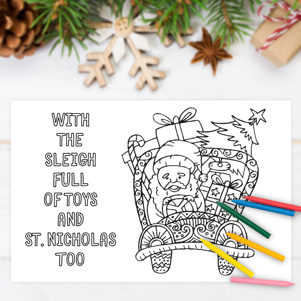 Night Before Christmas Coloring Placemats | Set of 12