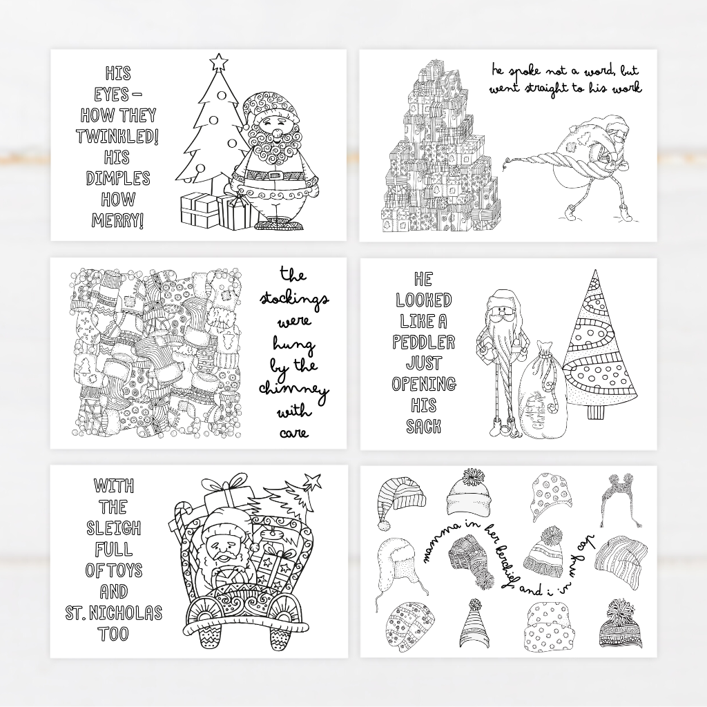Night Before Christmas Coloring Placemats | Set of 12