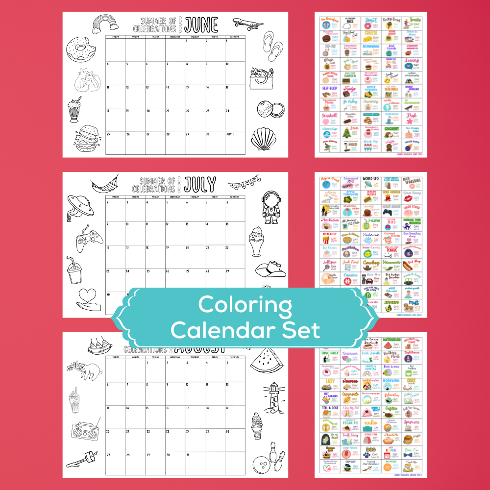 The coloring calendar set is displayed
