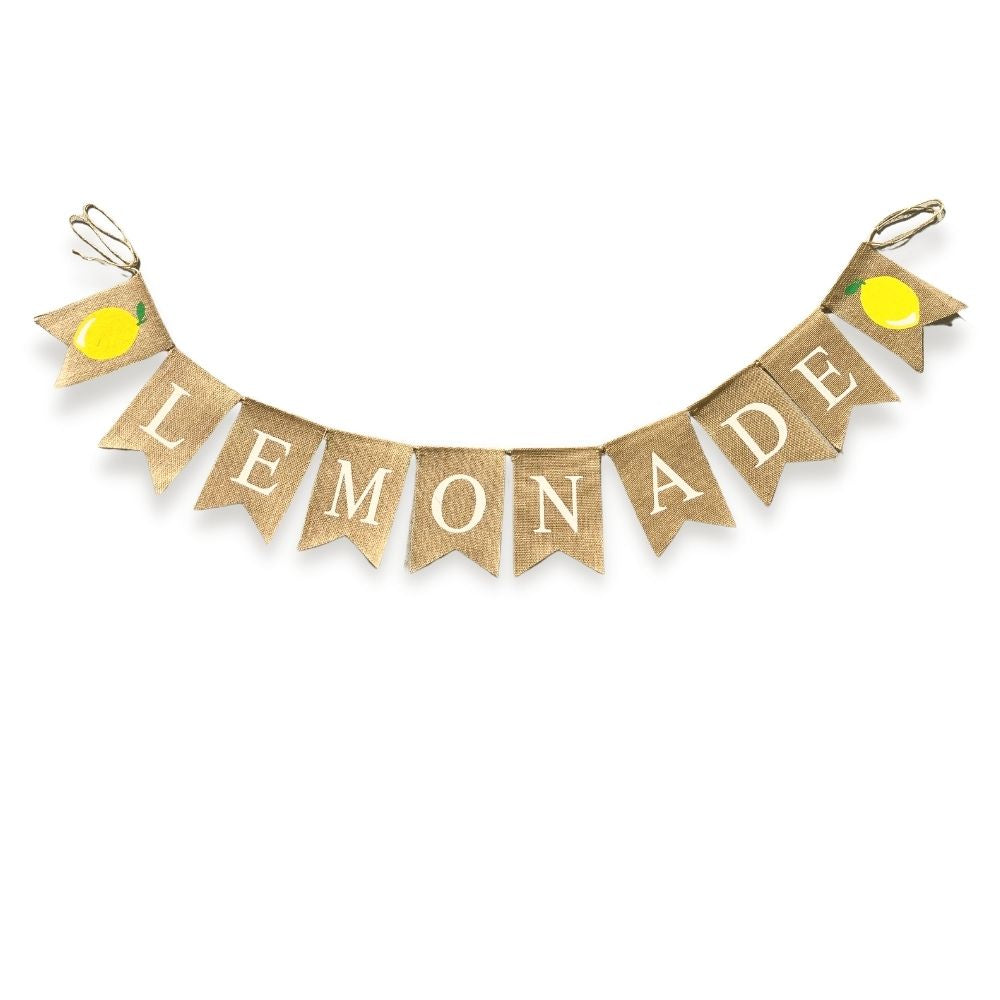Lemonade Burlap Pennant Banner & BONUS lemonade-themed extras